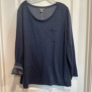 New Natural reflections XL Pullover Sweater Thermal Blue Long Sleeve Soft Cotton